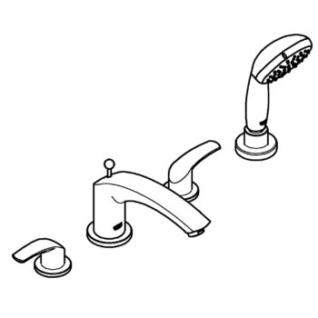 Grohe 2517000A – 4-Hole 2-Handle Deck Mount Roman Tub Faucet with Hand Shower