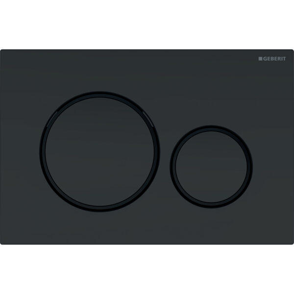 Geberit actuator plate Sigma20 for dual flush: black matt coated, easy-to-clean coated, black