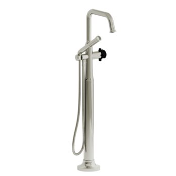 Riobel MMSQ39XPNBK – 2-way Type T  floor-mount tub filler with hand shower