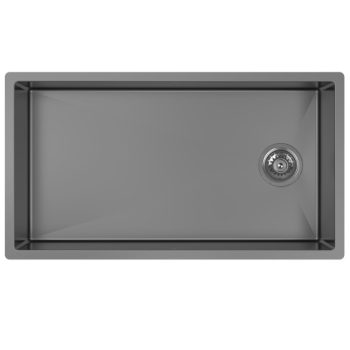 Zomodo-Cayman Super Single Sink – Undermount + Bottom Grid + Waste Cover Color  Peal Black