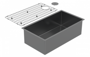 Zomodo-Cayman Super Single Sink - Undermount + Bottom Grid + Waste Cover Color Peal Black
