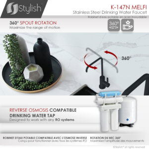STYLISH - Single Handle Cold Water Tap - Stainless Steel Matte Black Finish by?® K-147N