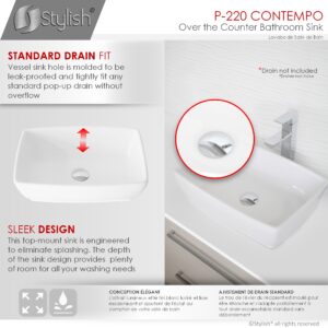 STYLISH - 19 inch Rectangular Vessel Bathroom Sink