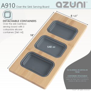 AZUNI - AZUNI 18 inch Kitchen Sink Bamboo Serving Board set with 3 collapsible containers