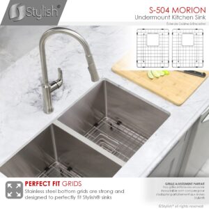 STYLISH - 30 inch Double Bowl Stainless Steel Kitchen Sink with Square Strainers
