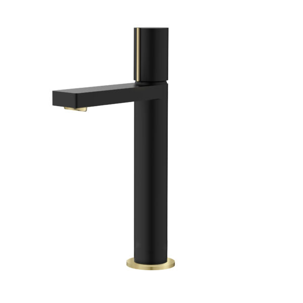 STYLISH - Single Handle Bathroom Vessel Sink Faucet, Matte Black and Brushed Gold Finish B-122NG
