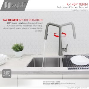 STYLISH - Kitchen Sink Faucet Single Handle Pull Down Dual Mode Lead Free Gun Metal