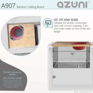 AZUNI - AZUNI 16 inch Kitchen Sink Bamboo Cutting Board with Colander and Bowl Set
