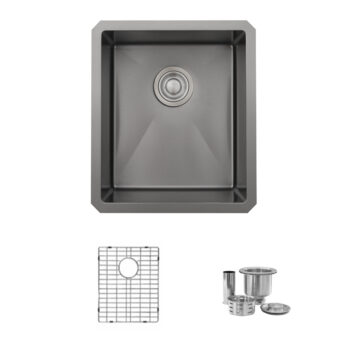 STYLISH – 16 inch Graphite Single Bowl Undermount Stainless Steel Kitchen Sink