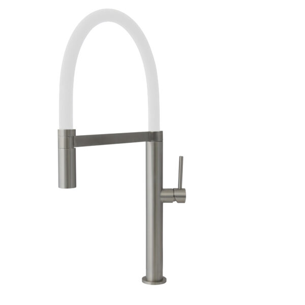 STYLISH - Stainless Steel Single Handle Pull Out Dual Mode Kitchen Sink Faucet with White Spout Hose