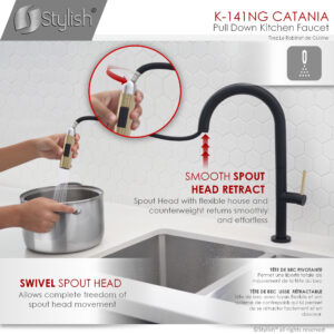 STYLISH - Kitchen Sink Faucet Single Handle Pull Down Dual Mode Lead Free