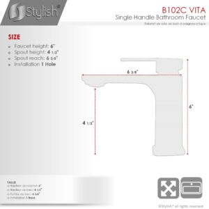 STYLISH - Single Handle Bathroom Faucet for Single Hole Brass Basin Mixer Tap, Polished Chrome Finish