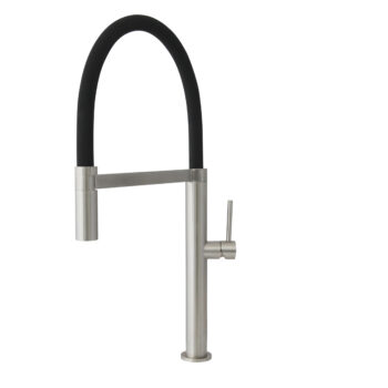 STYLISH – Stainless Steel Single Handle Pull Out Dual Mode Kitchen Sink Faucet with Black Spout Hose