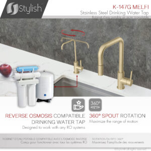 STYLISH - Single Handle Cold Water Tap - Stainless Steel Brushed Gold Finish by?® K-147G