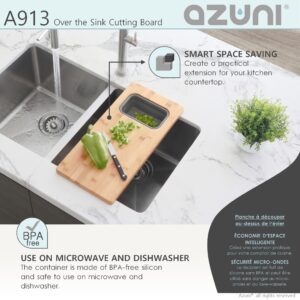 AZUNI - AZUNI 18 inch Kitchen Sink Bamboo Cutting Board set with 1 Collapsible Container