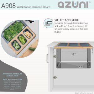 AZUNI - AZUNI 17 inch Sink Bamboo Serving Board set with 3 Collapsible Containers