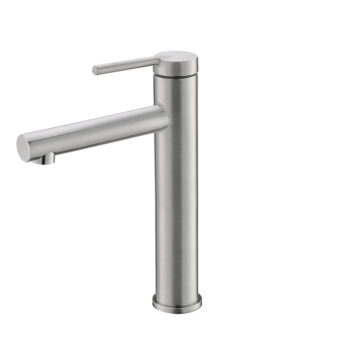 STYLISH – Single Handle Bathroom Vessel Sink Faucet, Brushed Stainless Steel Finish