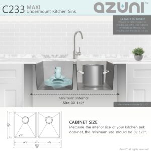 AZUNI - Azuni 32 L X 18 W-inches Double Basin Undermount Kitchen Sink With Grids and Basket Strainers