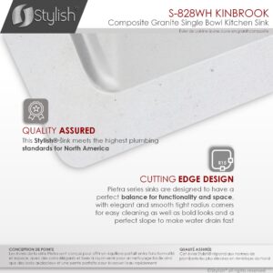 STYLISH - 28 inch Single Bowl White Granite Kitchen SinkS-828WH