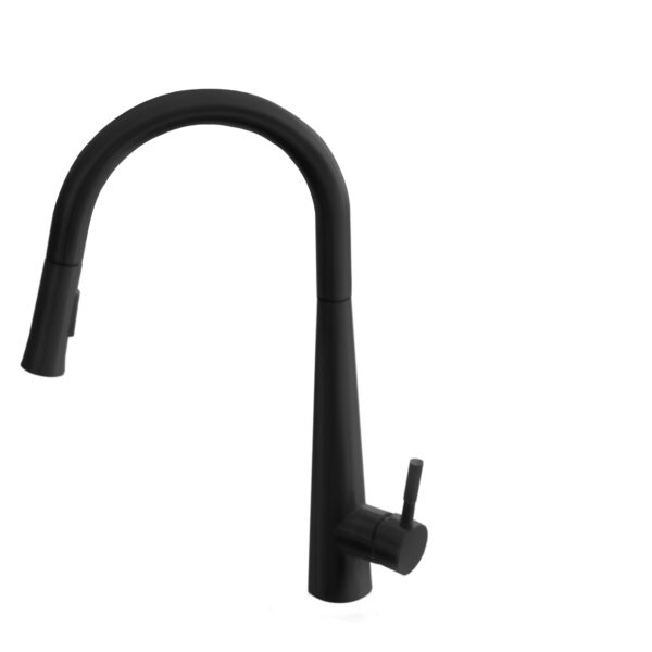 STYLISH - Kitchen Sink Faucet Single Handle Pull Down Dual Mode Stainless Steel in Matte Black Finish
