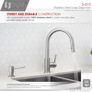 STYLISH - Stainless Steel Soap Dispenser for Kitchen Sink. Pump Liquid Hand Lotion Dispenser