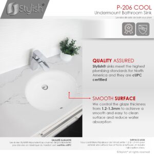 STYLISH - 19 inch Oval Undermount Bathroom Sink with Overflow