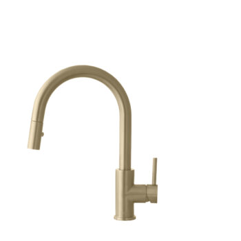 STYLISH – Kitchen Sink Faucet Single Handle Pull Down Dual Mode Stainless Steel Gold Finish