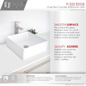 STYLISH - 15 inch Square Vessel Bathroom Sink