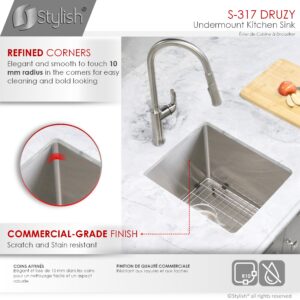 STYLISH - 15 inch Single Bowl Undermount Stainless Steel Kitchen Sink