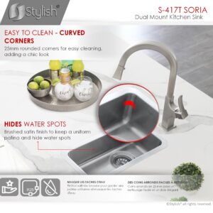 STYLISH - 9 inch Single Bowl Undermount and Drop-in Stainless Steel Kitchen Sink