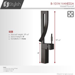 STYLISH - Single Handle Bathroom Faucet for Single Hole Brass Vessel Mixer Tap, Matte Black Finish
