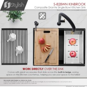 STYLISH - 28 inch Single Bowl Black Granite Kitchen SinkS-828WN
