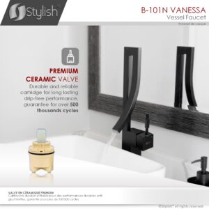 STYLISH - Single Handle Bathroom Faucet for Single Hole Brass Vessel Mixer Tap, Matte Black Finish