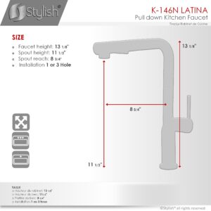 STYLISH - Kitchen Sink Faucet Single Handle Pull Down Dual Mode Matte Black Finish K-146N