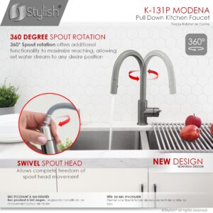 STYLISH - Kitchen Sink Faucet Single Handle Pull Down Dual Mode Stainless Steel GunMetal Finish