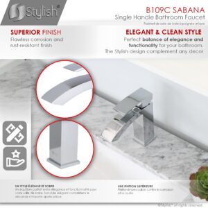 STYLISH - Single Handle Bathroom Faucet for Single Hole Brass Basin Mixer Tap, Polished Chrome Finish B-109C