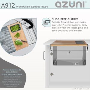 AZUNI - AZUNI 17 inch Sink Bamboo Cutting Board set with 1 Collapsible Container