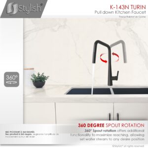 STYLISH - Kitchen Sink Faucet Single Handle Pull Down Dual Mode Lead Free Matte Black