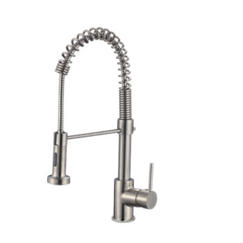 STYLISH – Kitchen Sink Faucet Single Handle Pull Down Dual Mode Lead Free Brushed Nickel Finish
