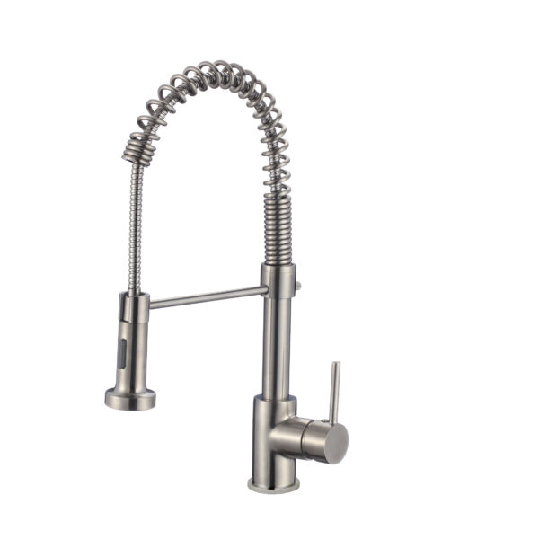 STYLISH - Kitchen Sink Faucet Single Handle Pull Down Dual Mode Lead Free Brushed Nickel Finish