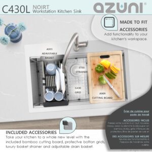 AZUNI - AZUNI 30L x 20.5W-inch Top mounted Single Bowl Stainless Steel Ledge Kitchen Sink