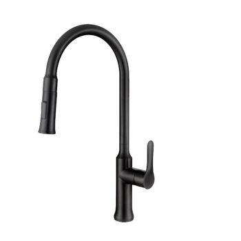 STYLISH – Kitchen Sink Faucet Single Handle Pull Down Dual Mode Stainless Steel Matte Black Finish