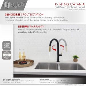 STYLISH - Kitchen Sink Faucet Single Handle Pull Down Dual Mode Lead Free