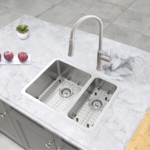 STYLISH - 23 inch Double Bowl Undermount and Drop-in Stainless Steel Kitchen Sink