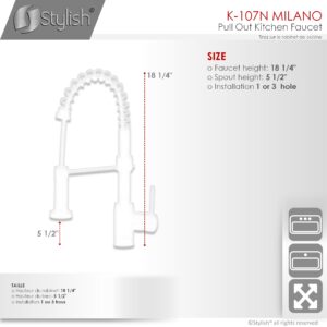 STYLISH - Kitchen Sink Faucet Single Handle Pull Down Dual Mode Lead Free Matte Black Finish