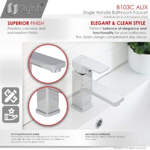STYLISH - Single Handle Bathroom Faucet for Single Hole Brass Basin Mixer Tap, Polished Chrome Finish