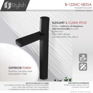 STYLISH - Single Handle Bathroom Vessel Sink Faucet, Matte Black Finish B-122N