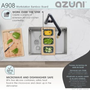 AZUNI - AZUNI 17 inch Sink Bamboo Serving Board set with 3 Collapsible Containers