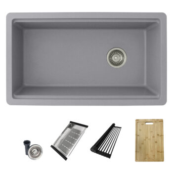 STYLISH – 32 inch Single Bowl Gray Granite Kitchen Sink