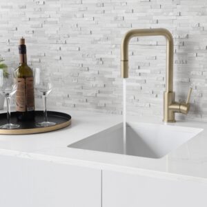 STYLISH - Kitchen Sink Faucet Single Handle Pull Down Dual Mode Stainless Steel Brushed Gold Finish